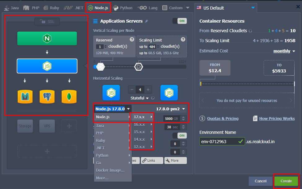 node.js realcloud