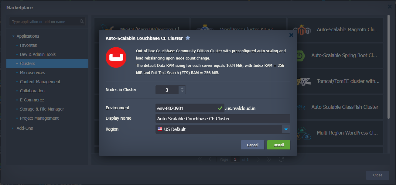 1 click couchbase cluster
