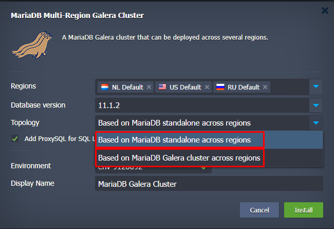 setup Multi region galera cluster with 1 click